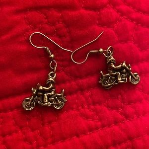 Silver motor cycle earrings